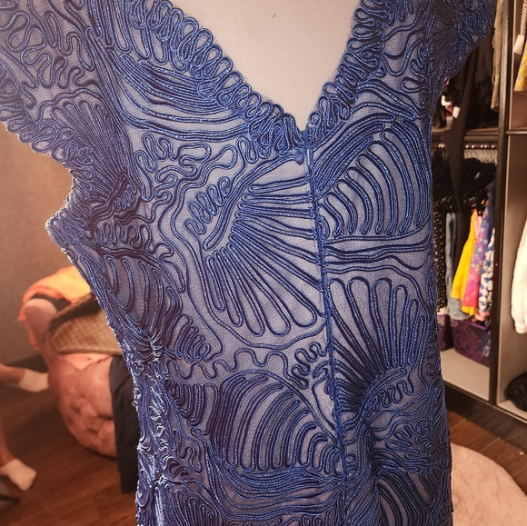 Tadashi Shoji Light Blue Embroidered Dress Size 14 - Picture 4 of 5